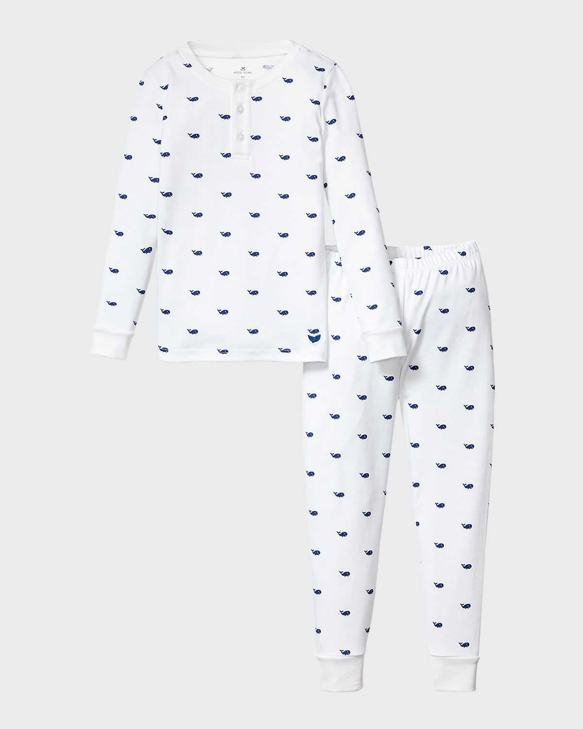Shop Petite Plume Kid's Pima Cotton Snug Fit Pajama Set In Whales