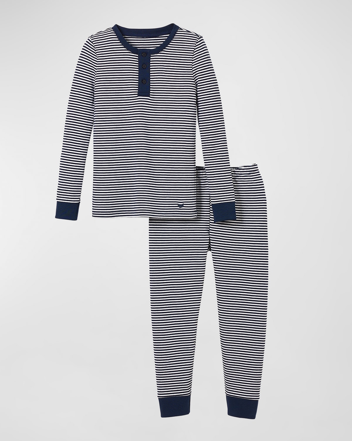 Shop Petite Plume Kid's Pima Cotton Snug Fit Pajama Set In Navy Stripe