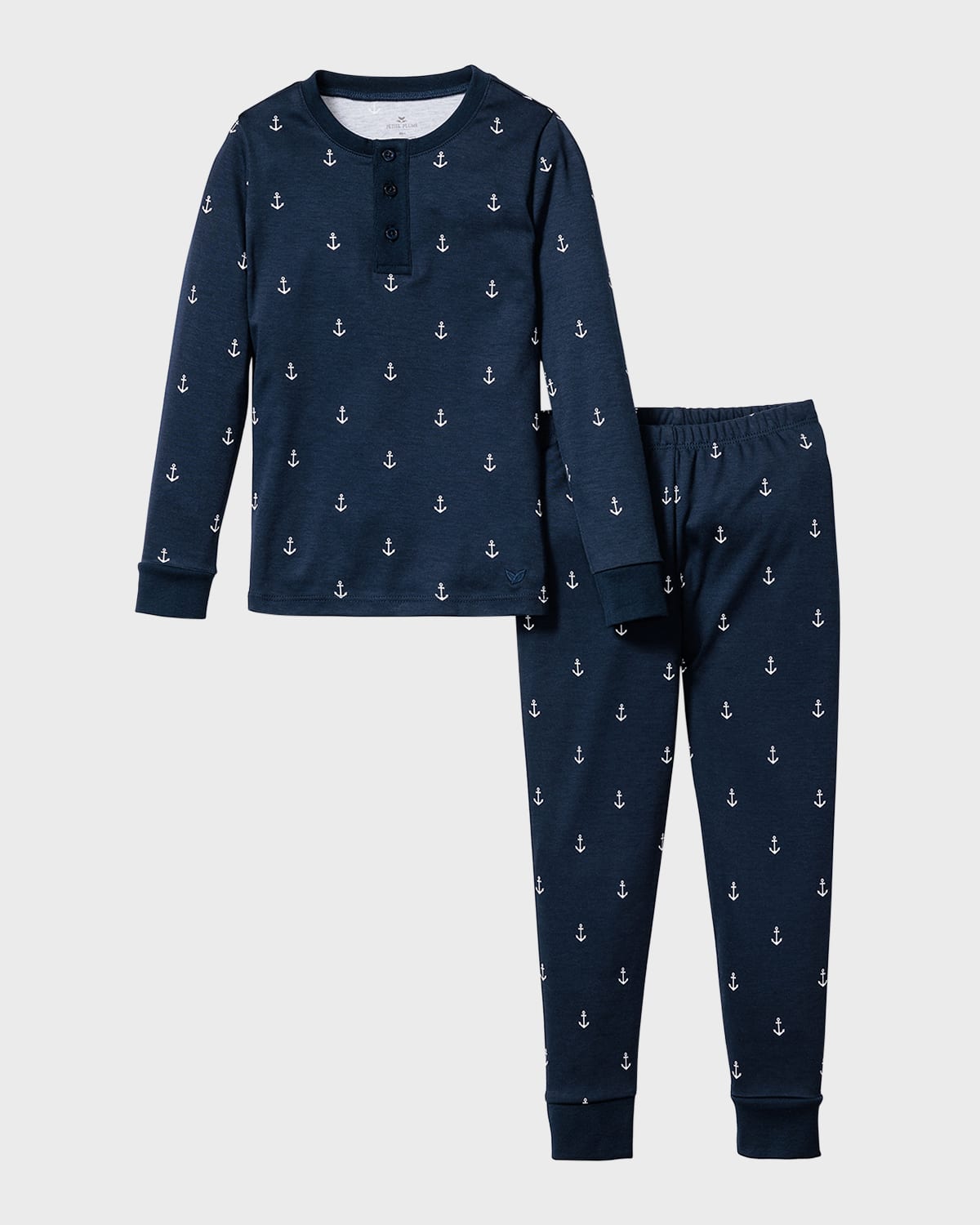 Shop Petite Plume Kid's Pima Cotton Snug Fit Pajama Set In Portsmouth Anchors