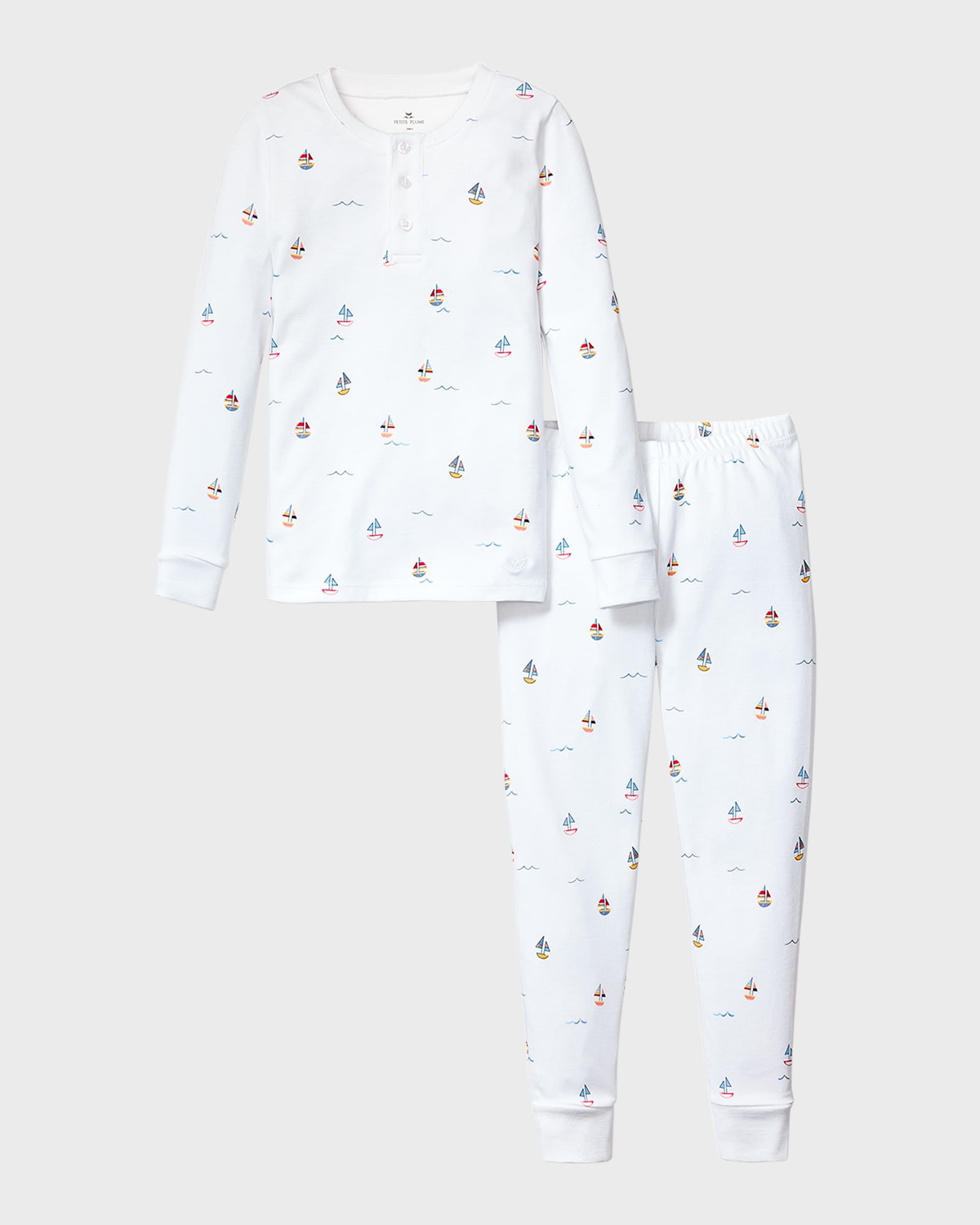 Shop Petite Plume Kid's Pima Cotton Snug Fit Pajama Set In Bateau
