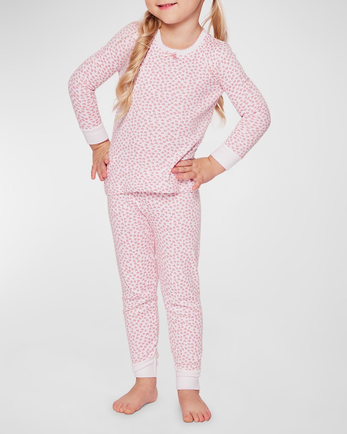 Shop Petite Plume Kid's Pima Cotton Snug Fit Pajama Set In Pink