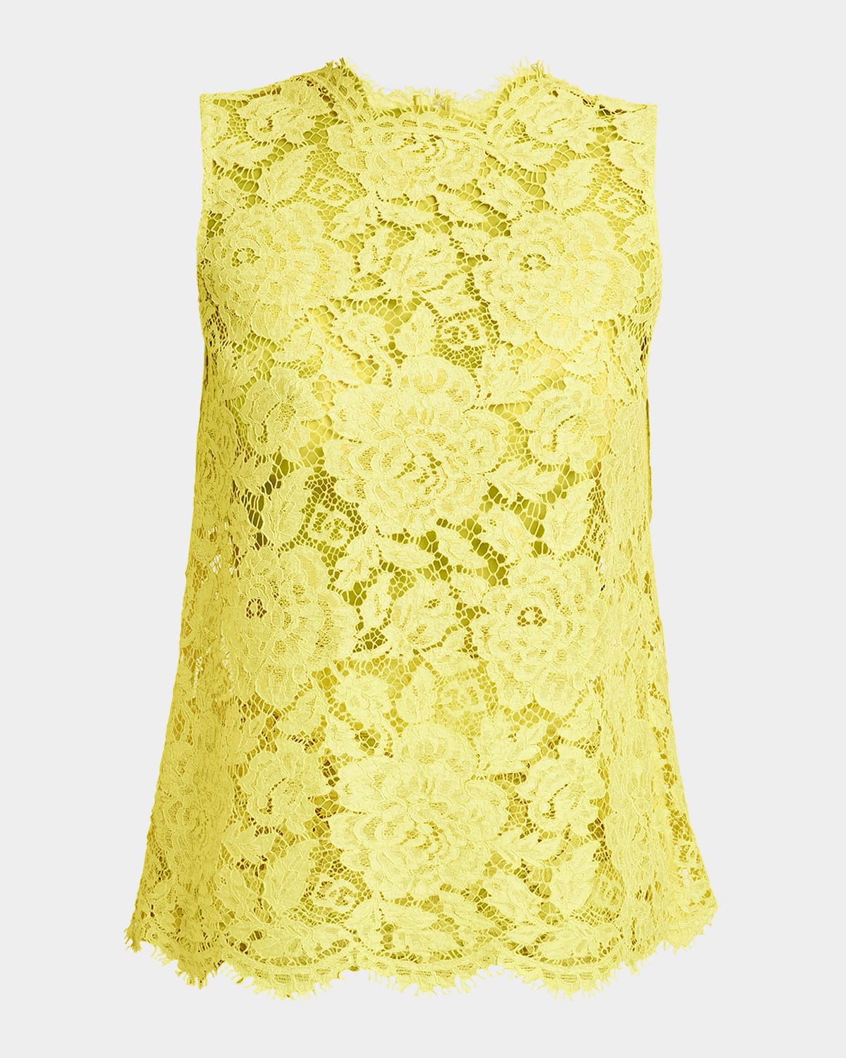 Dolce & Gabbana Floral Lace Sleeveless Top In Yellow