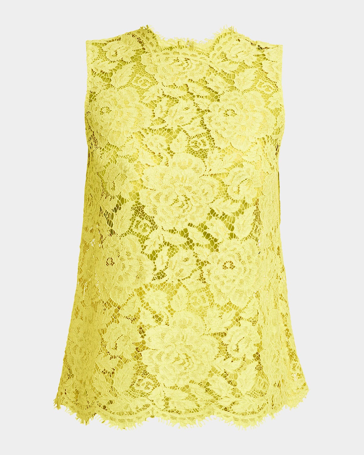 Shop Dolce & Gabbana Floral Lace Sleeveless Top In Yellow