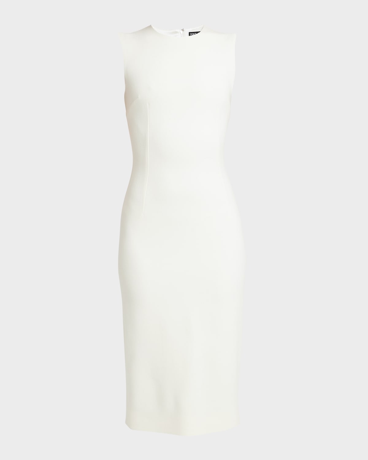 Shop Dolce & Gabbana Sleeveless Crepe Midi Dress In Naturalwhi