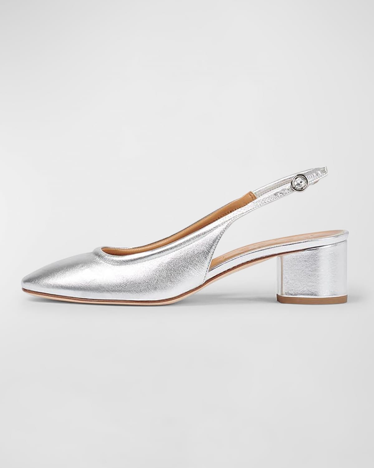 Aeyde Romy Metallic Leather Slingback Pumps In Silver