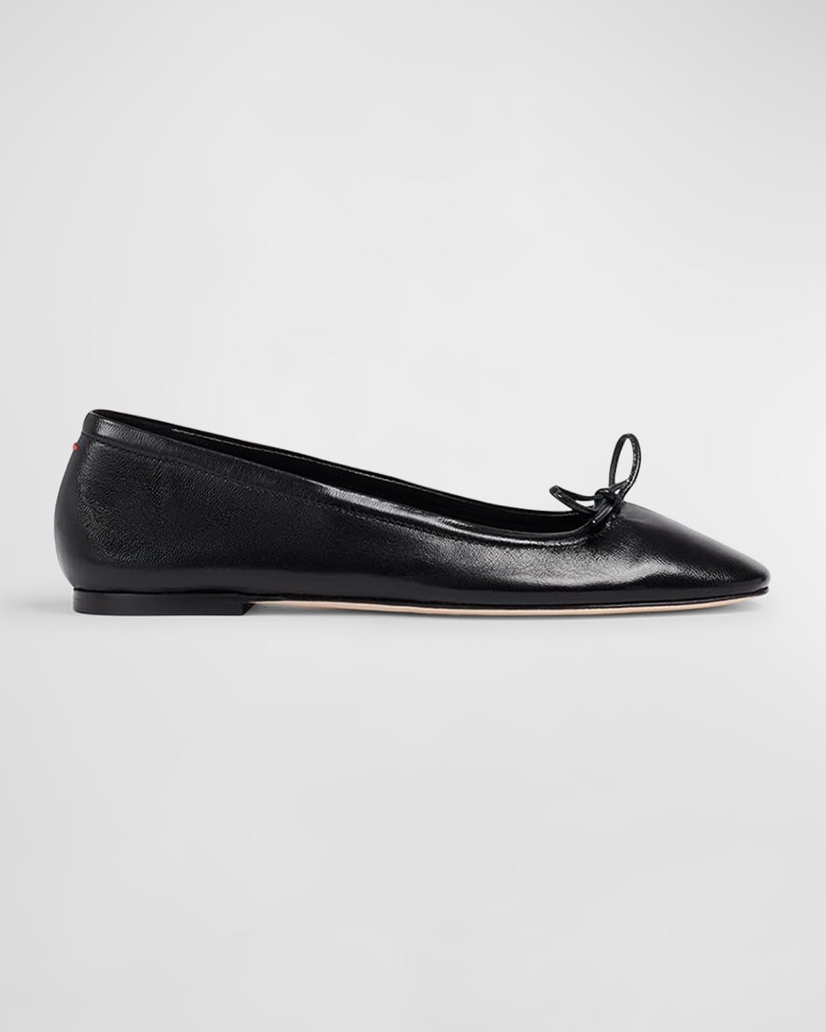 Shop Aeyde Delfina Leather Bow Ballerina Flats In Black