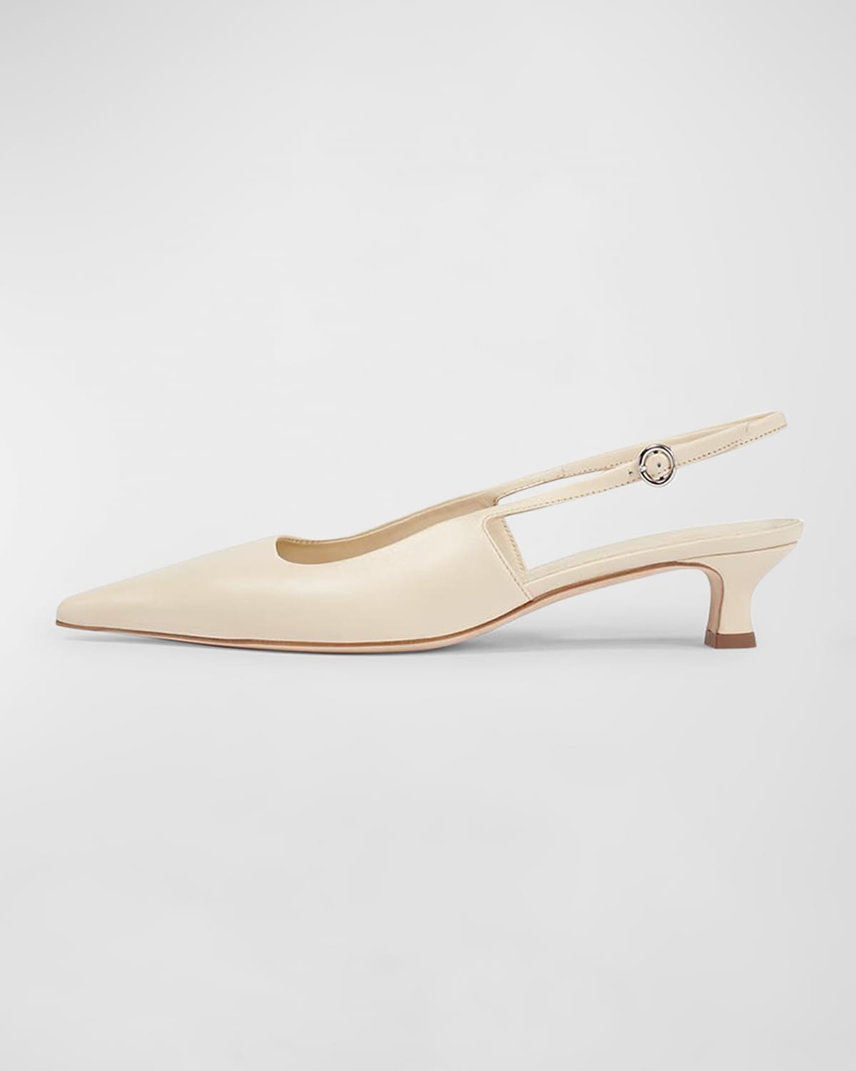 Shop Aeyde Catrina Leather Kitten-heel Slingback Pumps In Creamy