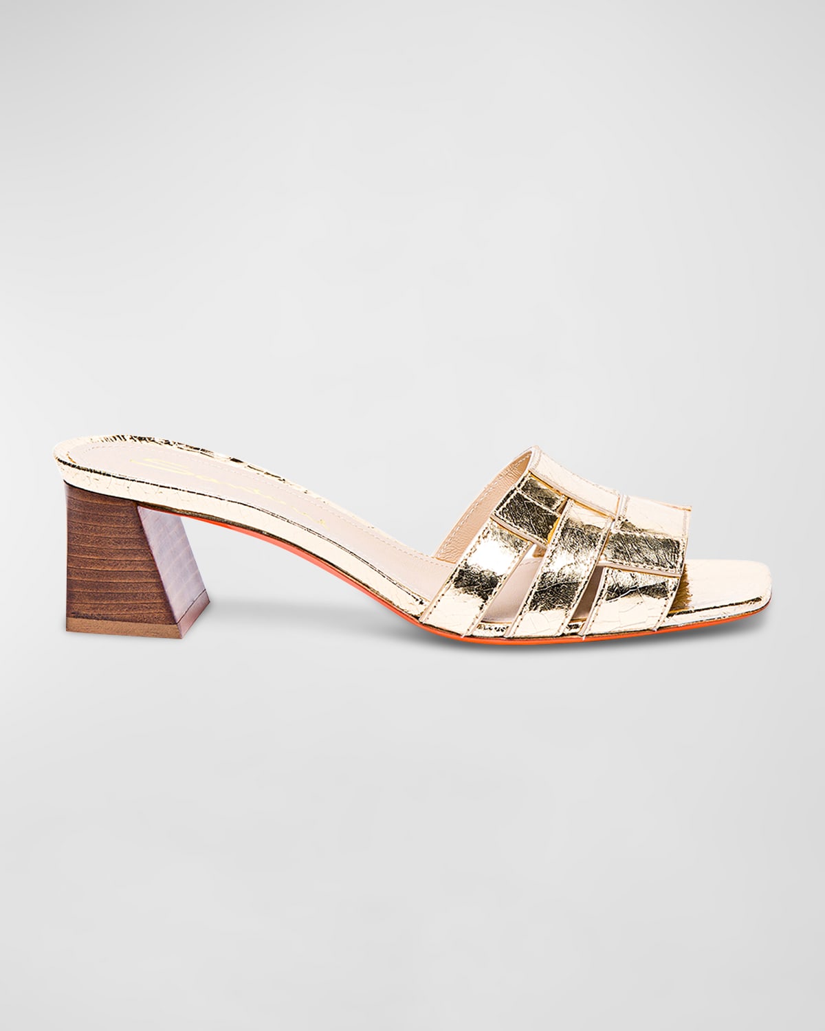 Venere Metallic Block-Heel Mule Sandals