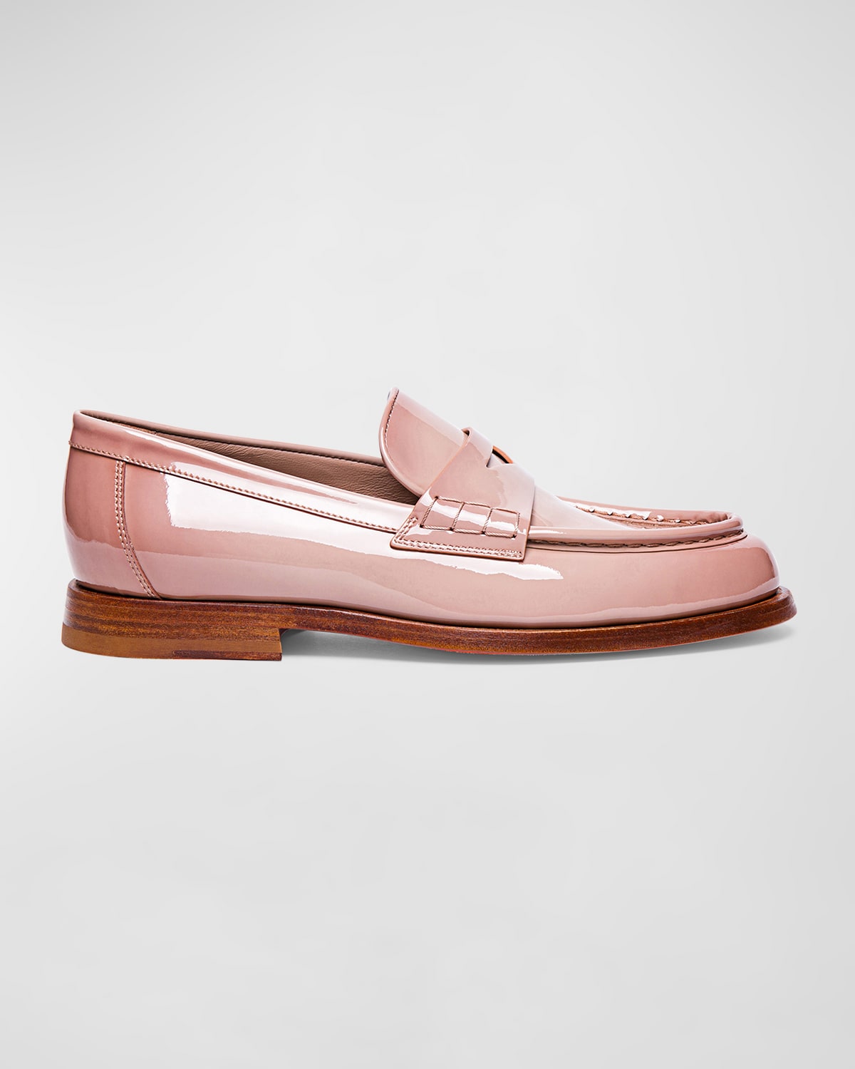 Santoni Airglow Patent Penny Loafers In Pink