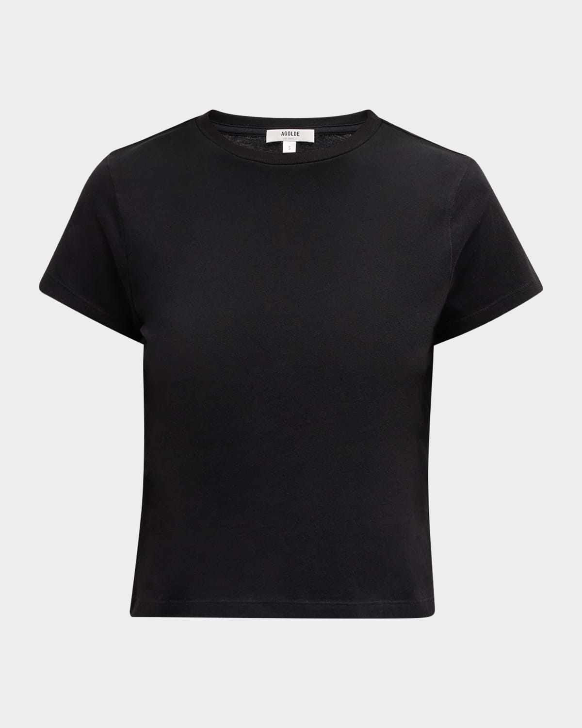 Agolde Adine Shrunken Tee In White Ash In Black
