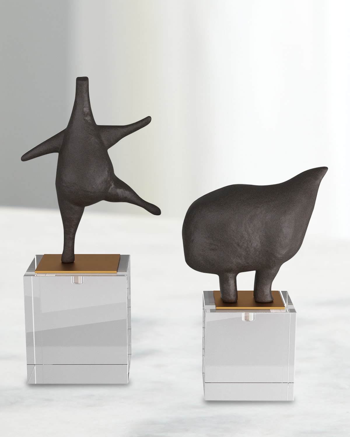 Arteriors Brovina Sculptures, Set Of 2 In Black