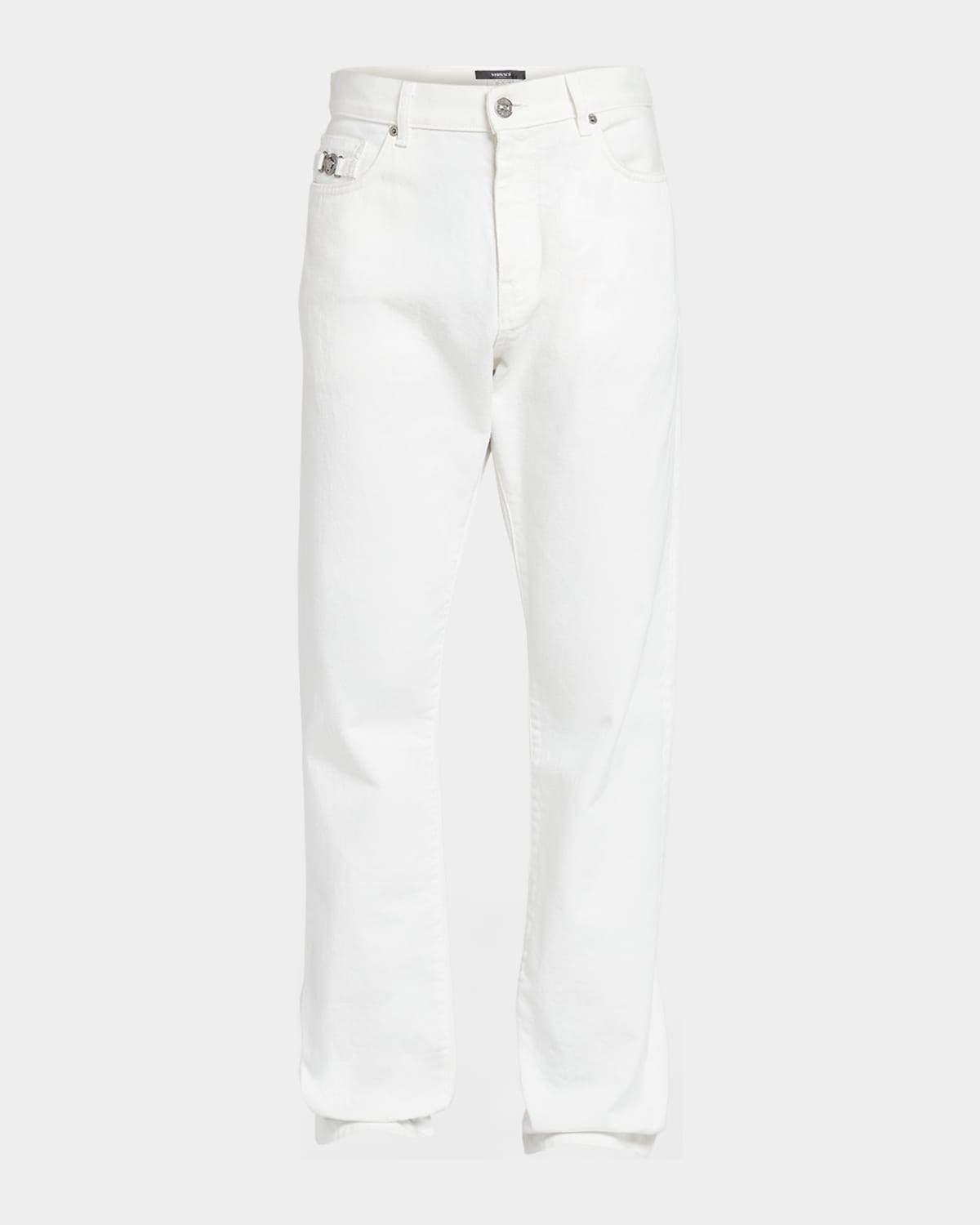 Versace Medusa Head-motif Mid-rise Straight-leg Jeans In White