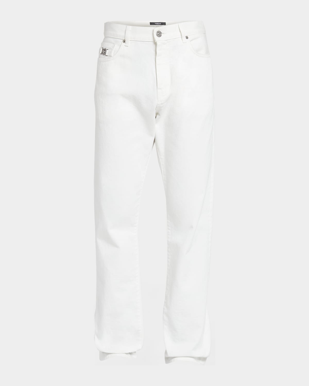 Shop Versace Men's Medusa Straight-leg Jeans In White