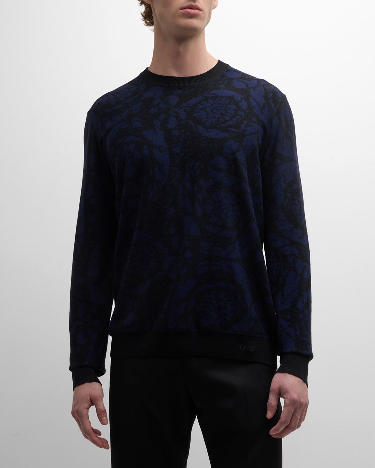 Versace Men's Vanise Barocco Sweater In Blacknavy