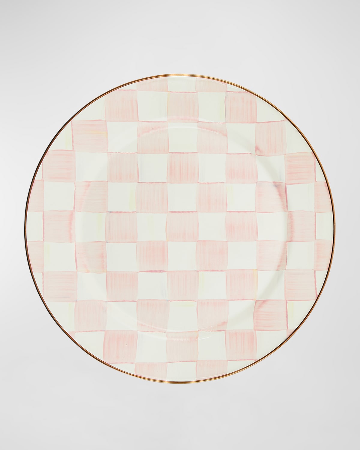 Mackenzie-childs Rosy Check Enamel Charger Plate