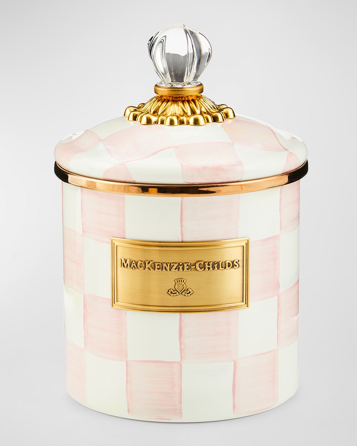 Mackenzie-childs Mackenzie Childs Rosy Check Enameled Steel Small Canister