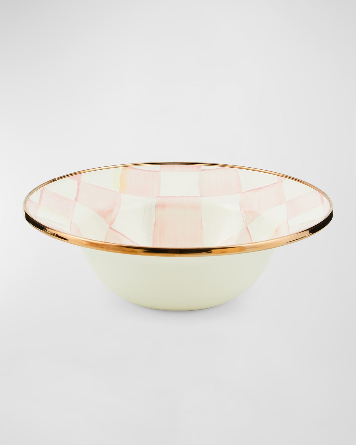 Mackenzie-childs Rosy Check Enamel Breakfast Bowl