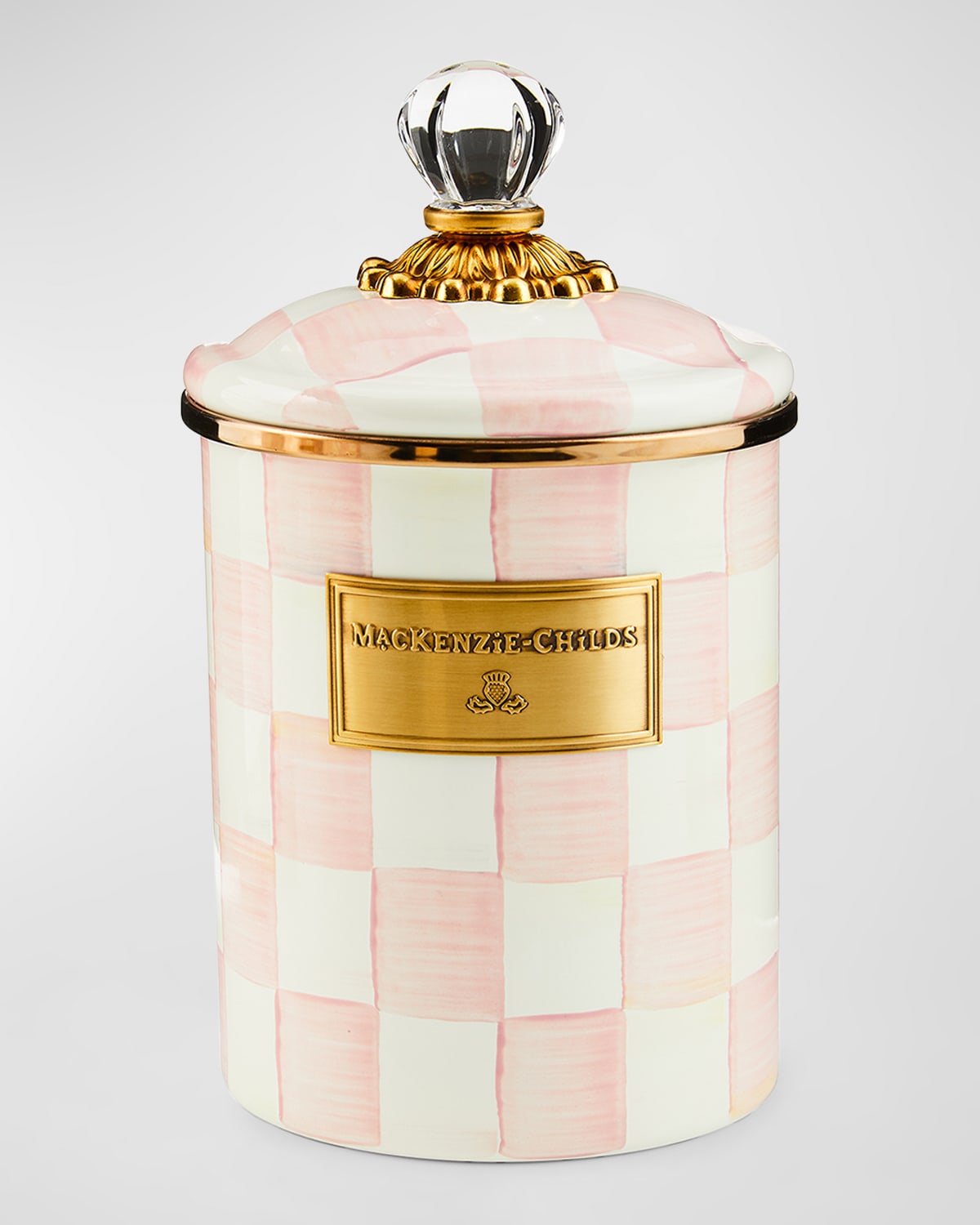 Mackenzie-childs Mackenzie Childs Rosy Check Enameled Steel Medium Canister