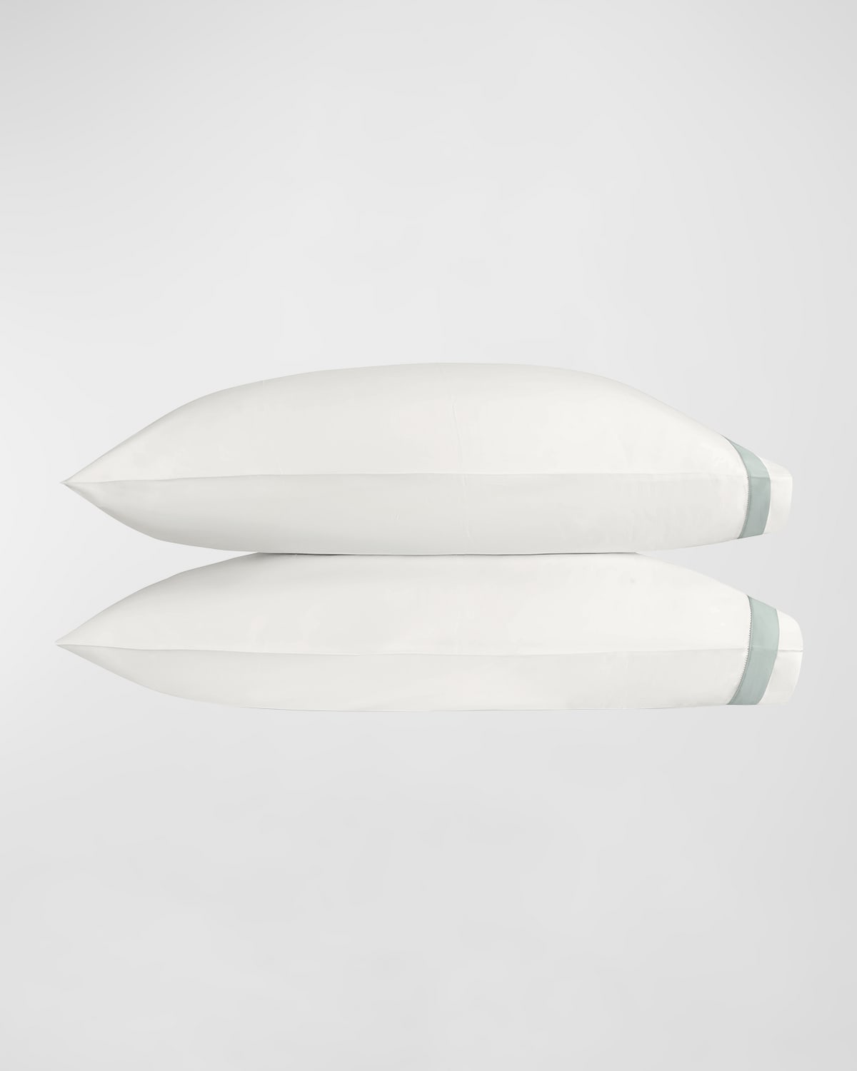 Shop Matouk Ambrose Standard Pillowcases, Set Of 2 In Bone/celadon