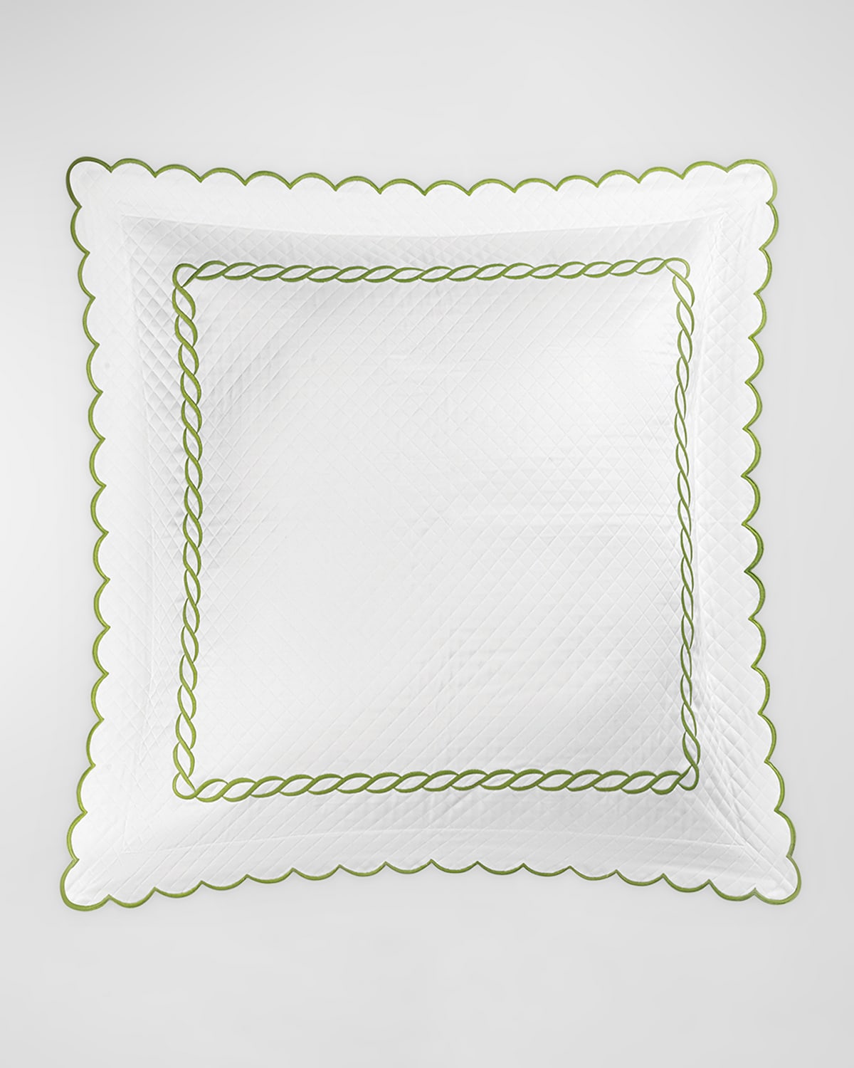 Matouk Classic Chain Scallop Matelasse Euro Sham In Spring Green