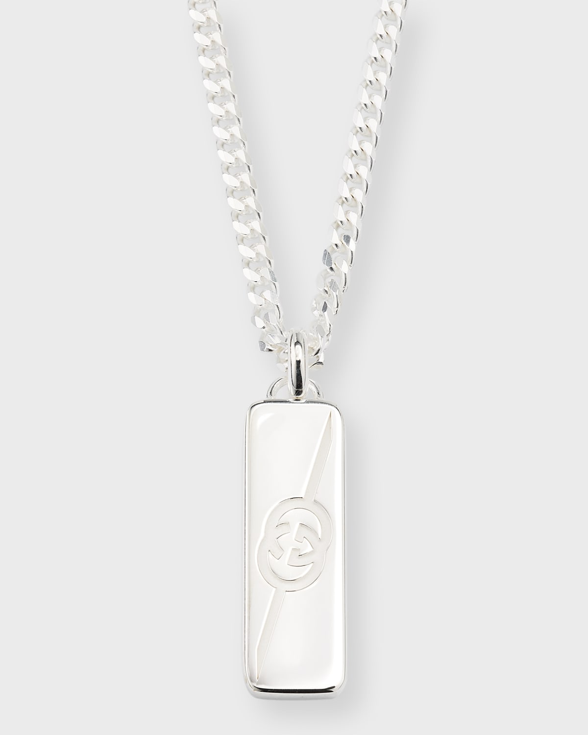 Men's Gucci Tag Necklace, Silver