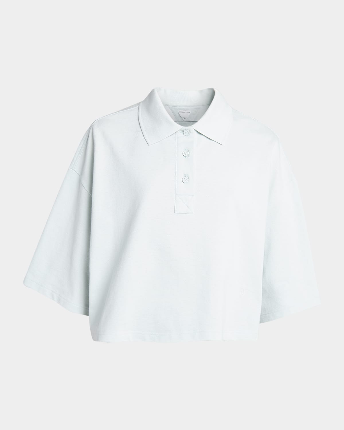 Bottega Veneta Cropped Short-sleeved Polo T-shirt In Sky Blue