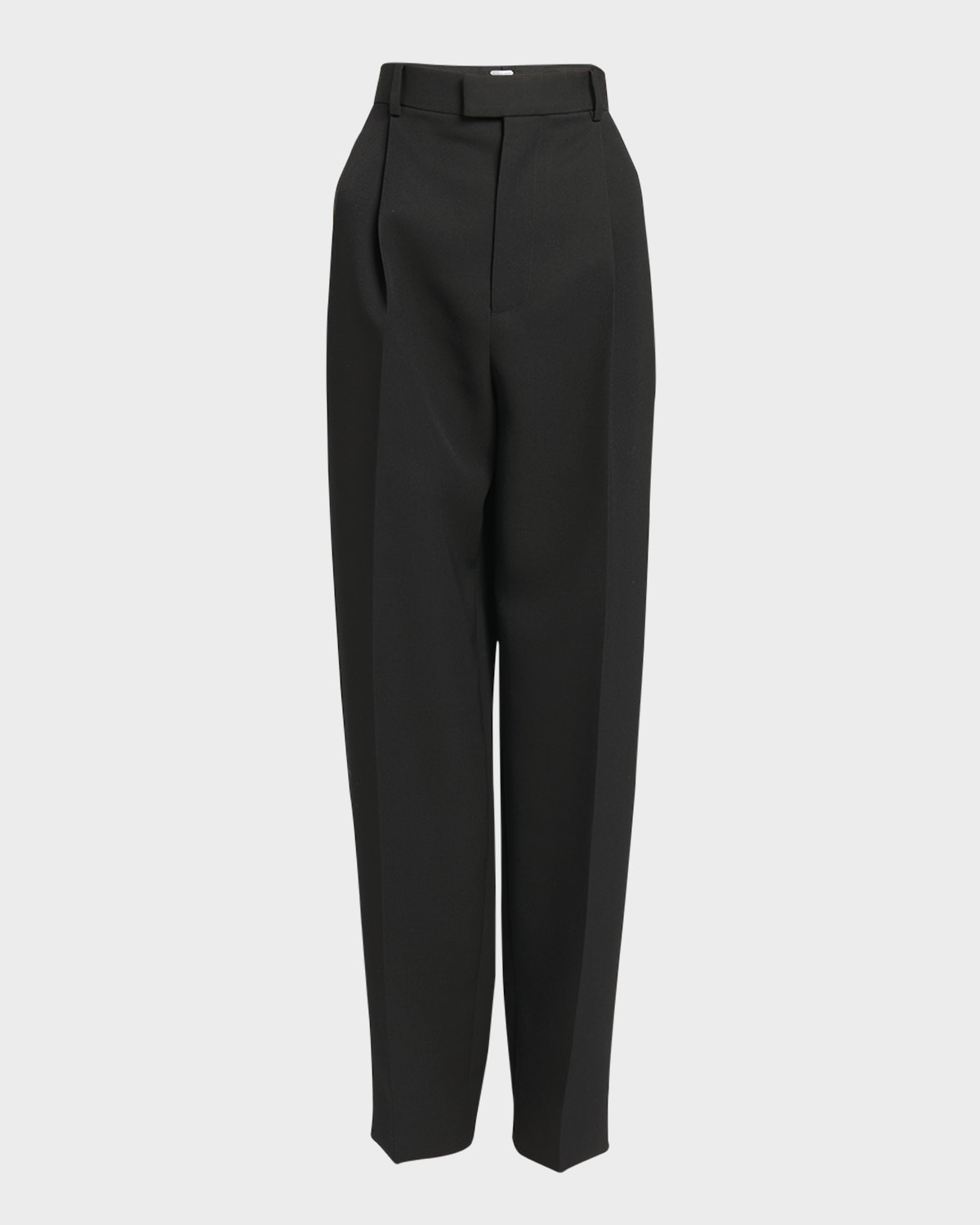 High-Rise Pleated Straight-Leg Trousers