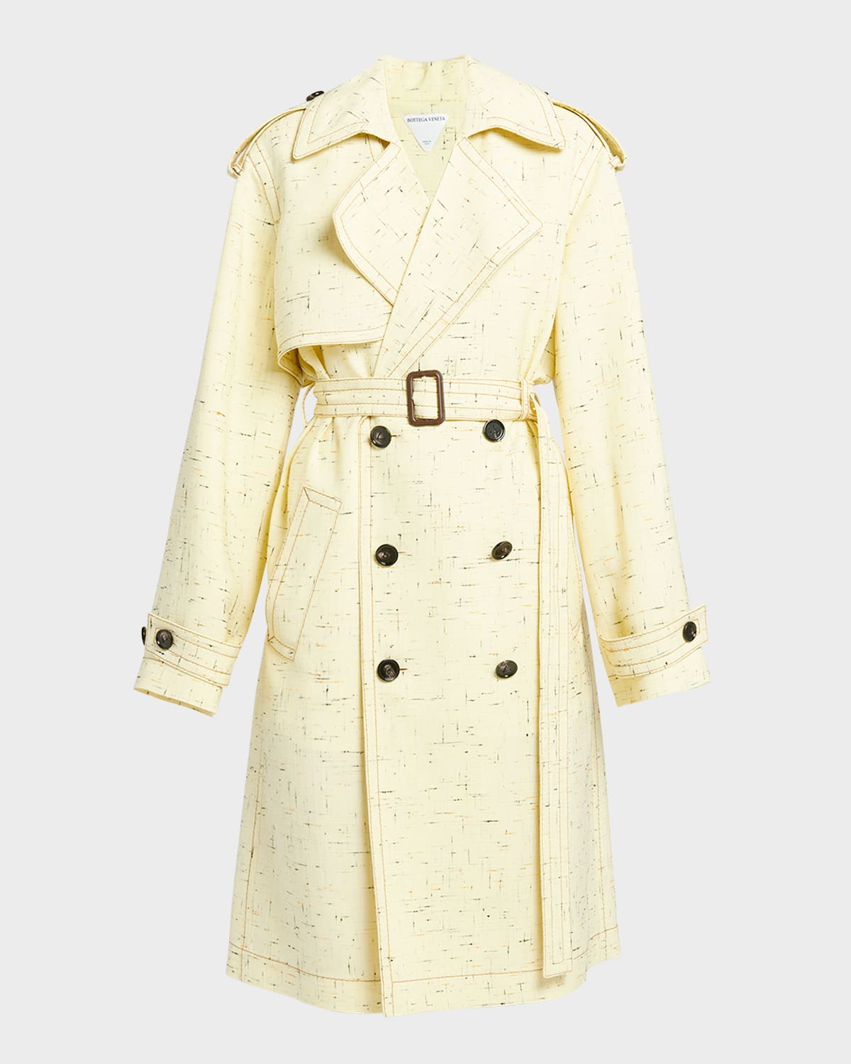 Bottega Veneta Double-breasted Belted Trench Coat In Yellow