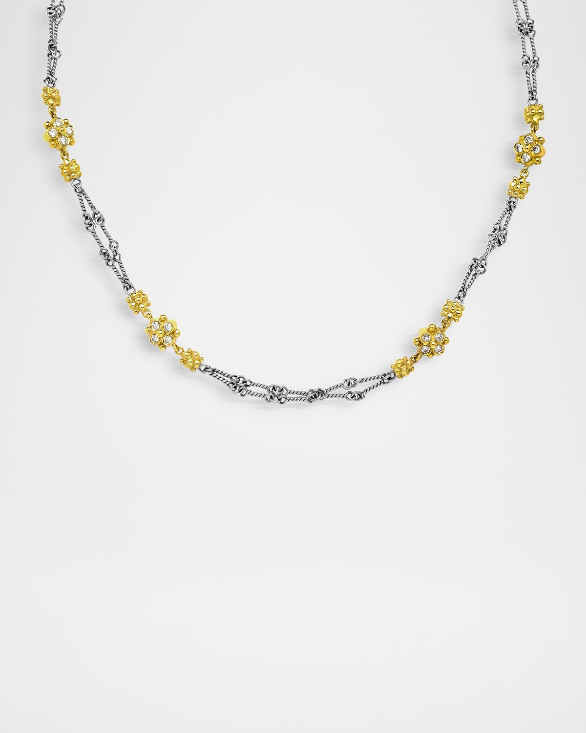 Two-Tone Gold Double-Link Hand Made Chain Necklace