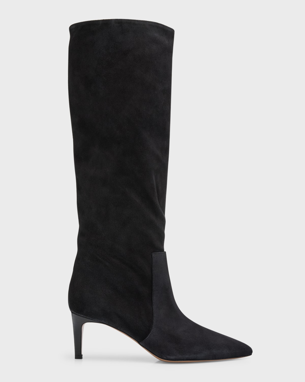 Paris Texas Ines Suede Comma-heel Knee Boots In Off Black
