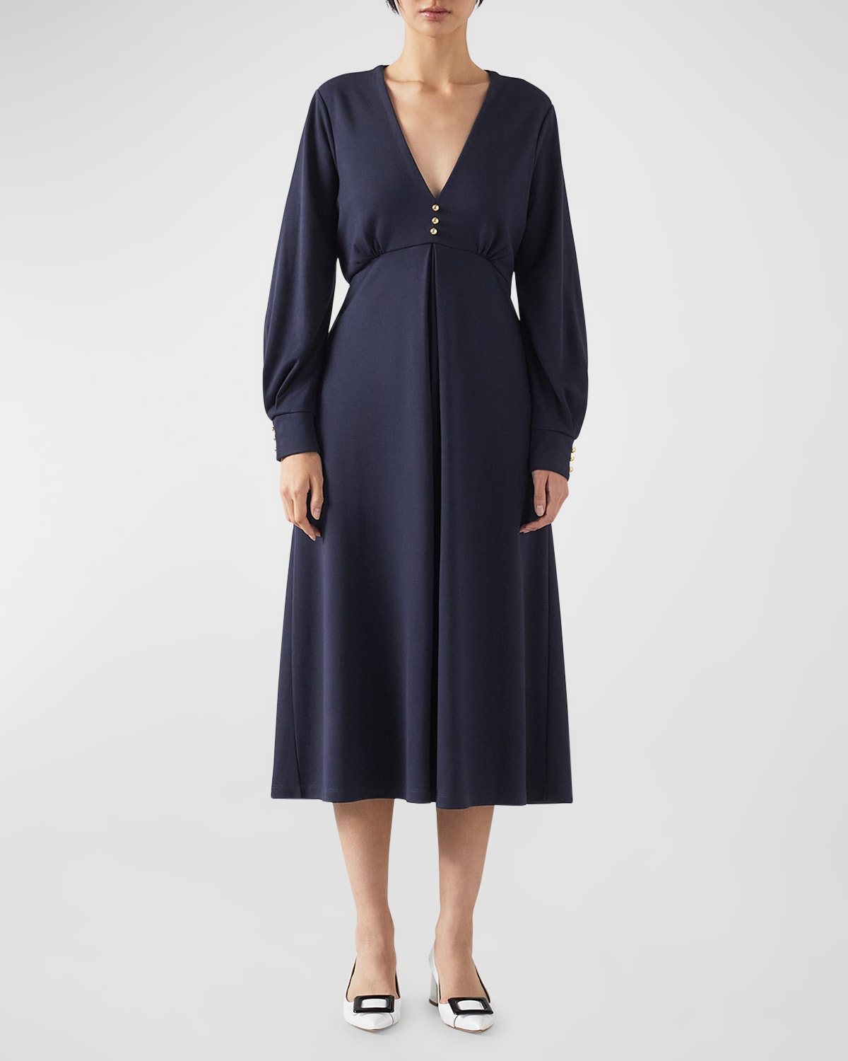 Lk Bennett Jenny Long Sleeve Dress In Midnight