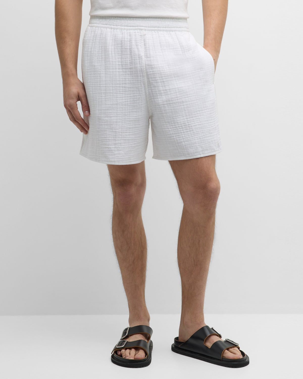 True Tribe Men's Textured Cotton Lounge Shorts In White Angel