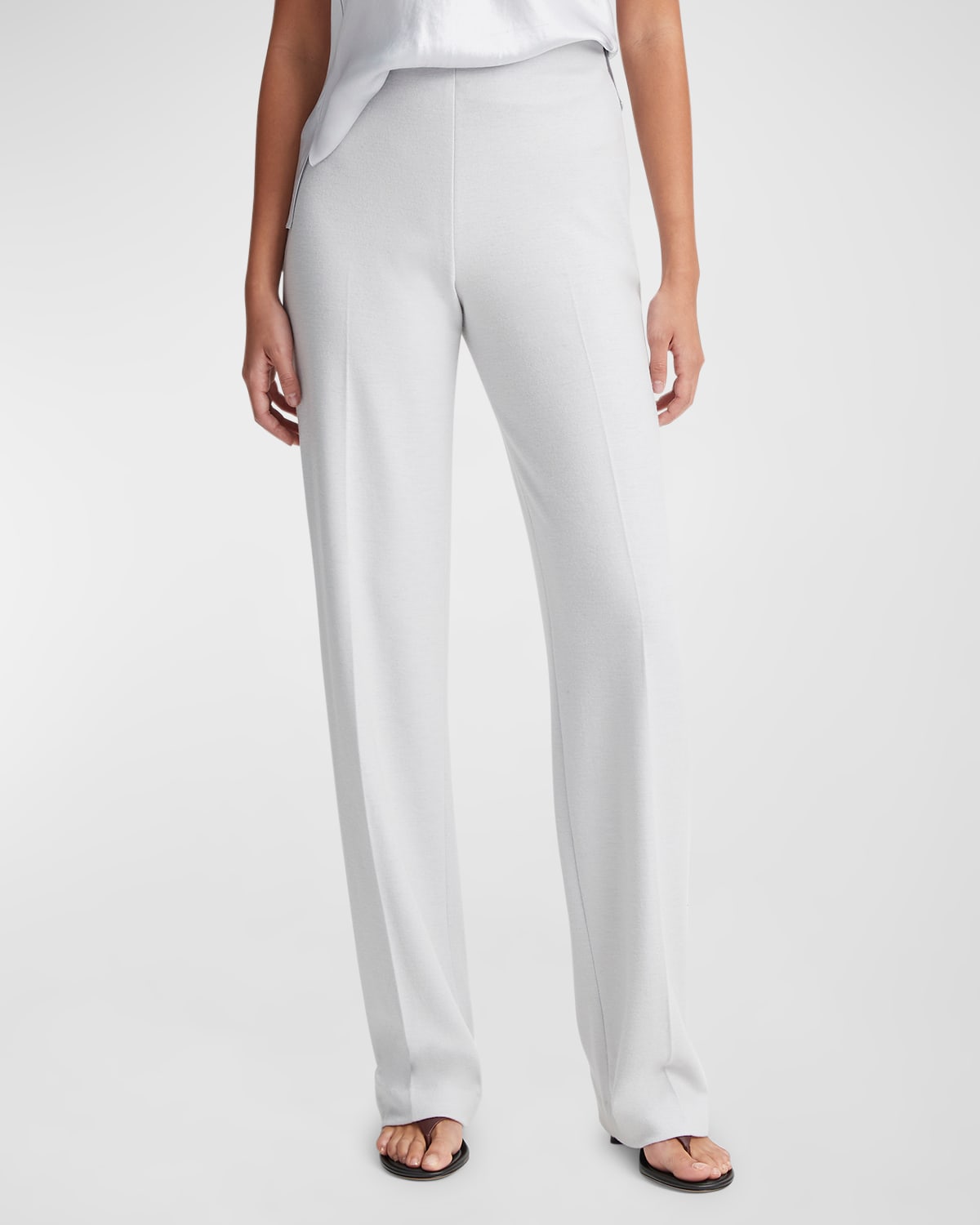 Vince Cozy High Waist Wool Blend Wide Leg Pants In Dove