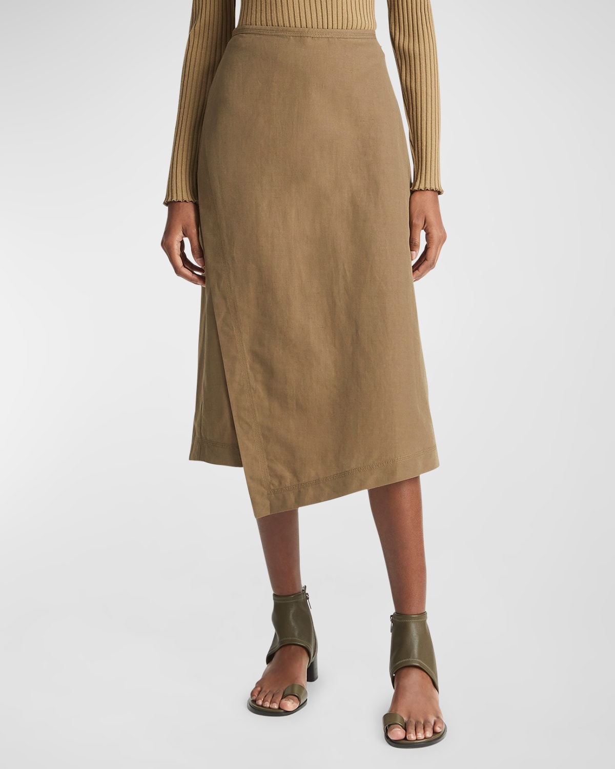 VINCE UTILITY ASYMMETRIC PANELED MIDI SKIRT