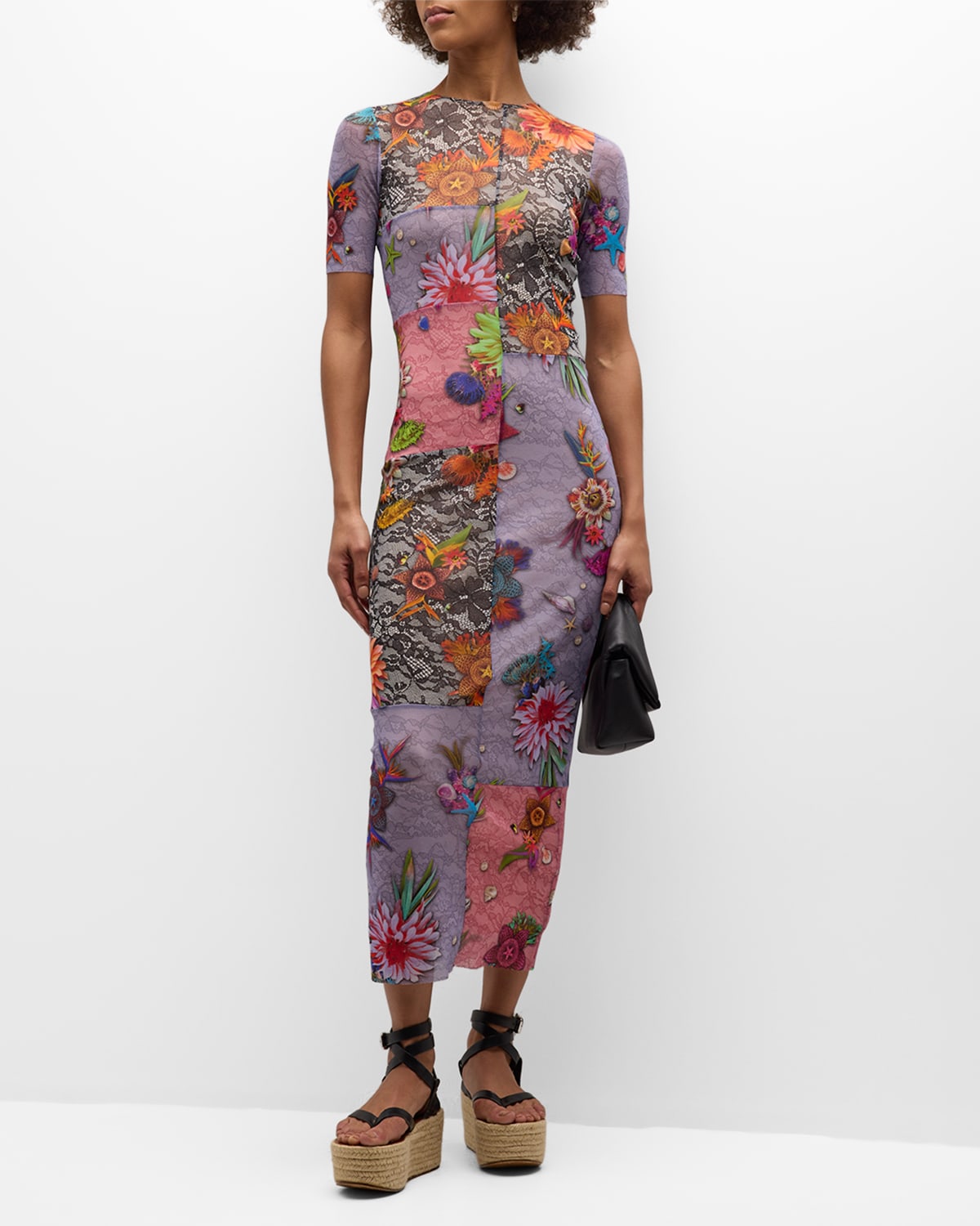 Shop Fuzzi Patchwork-print Bodycon Maxi Dress In Multicolor