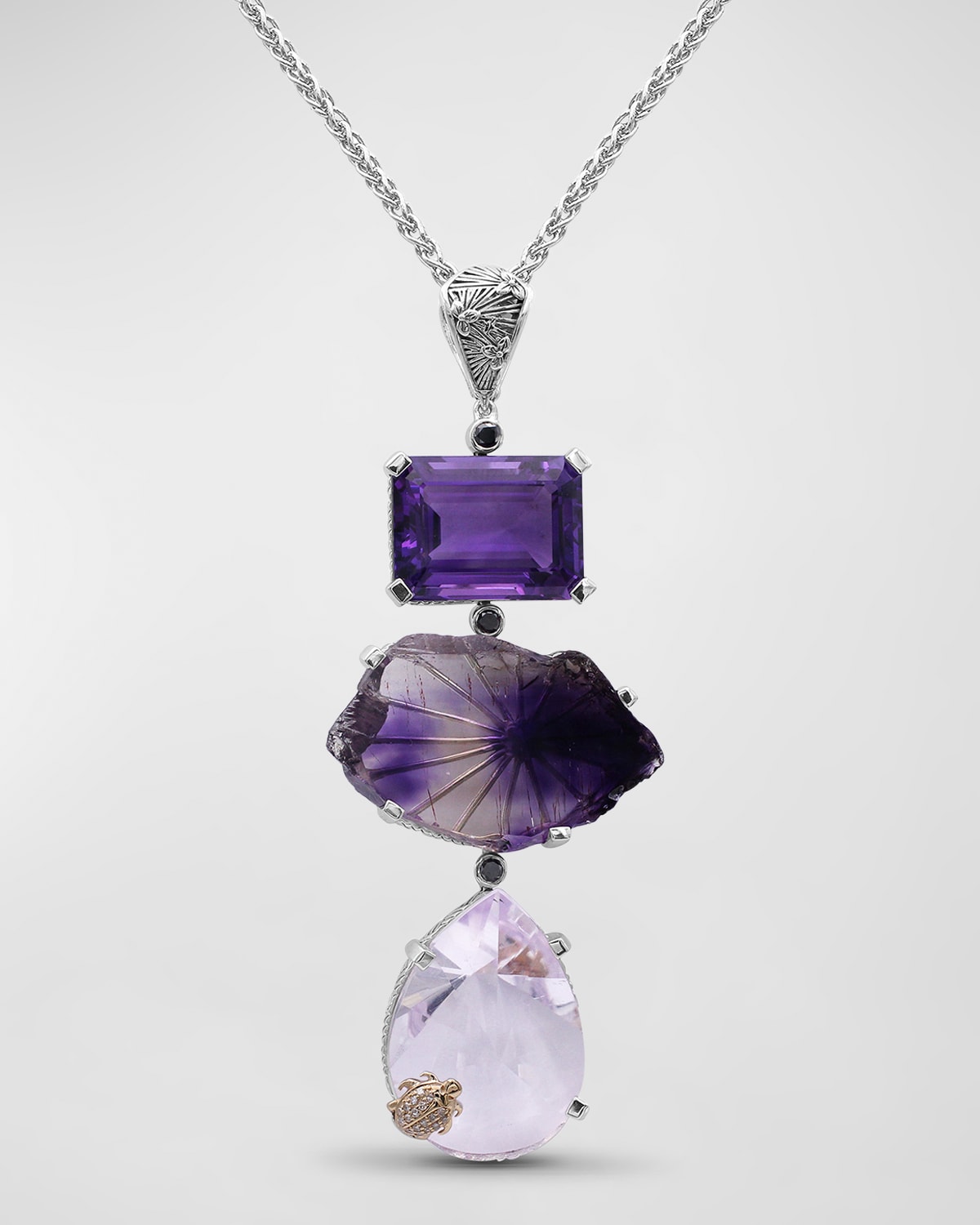 Amethyst and Black Diamond Pendant Necklace