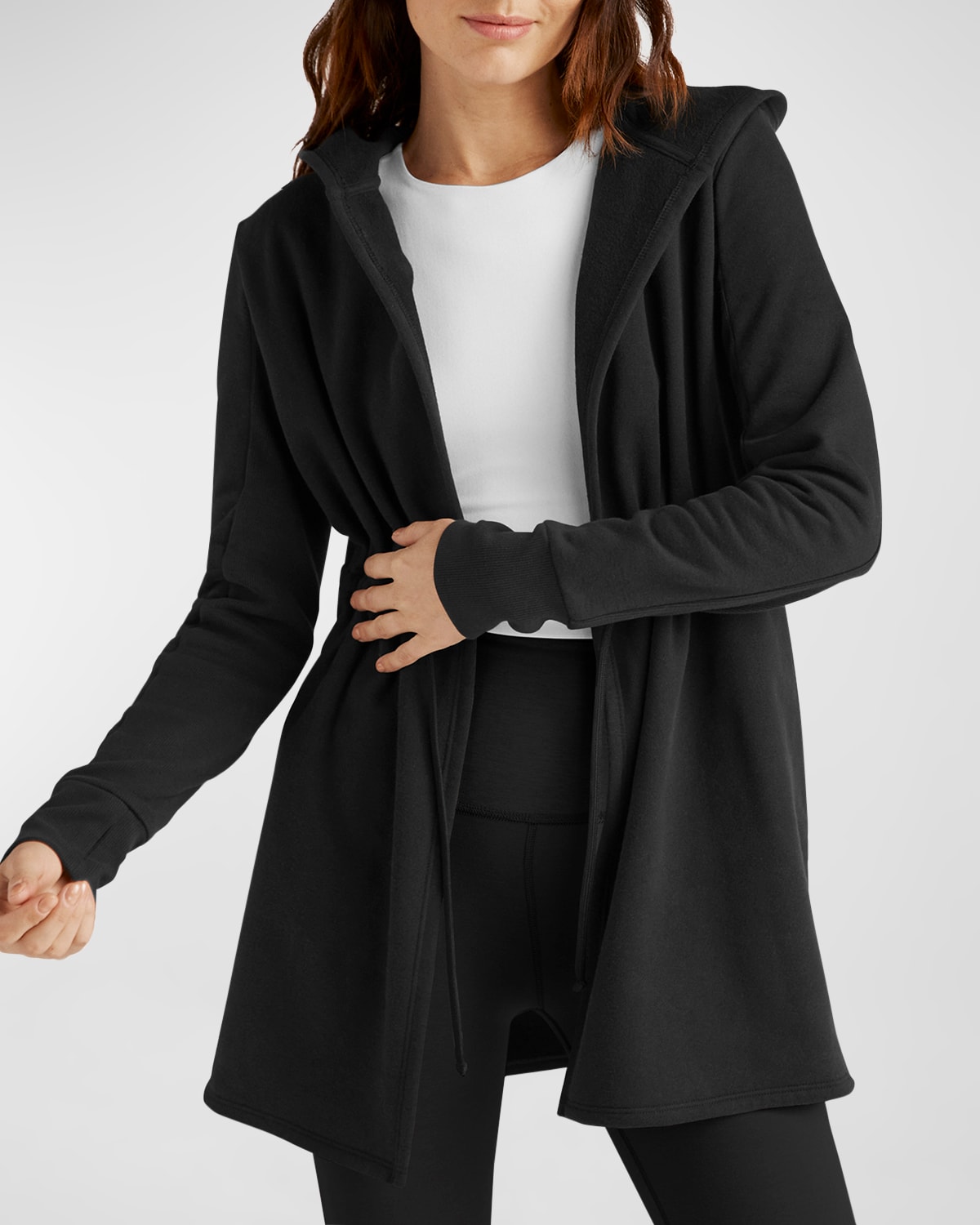 Beyond Yoga On The Go Hooded Jacket In Black