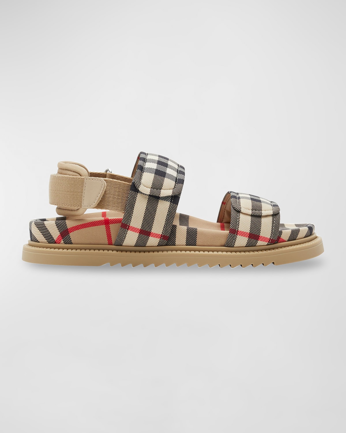 BURBERRY KID'S JAMIE CHECK SANDALS, KIDS