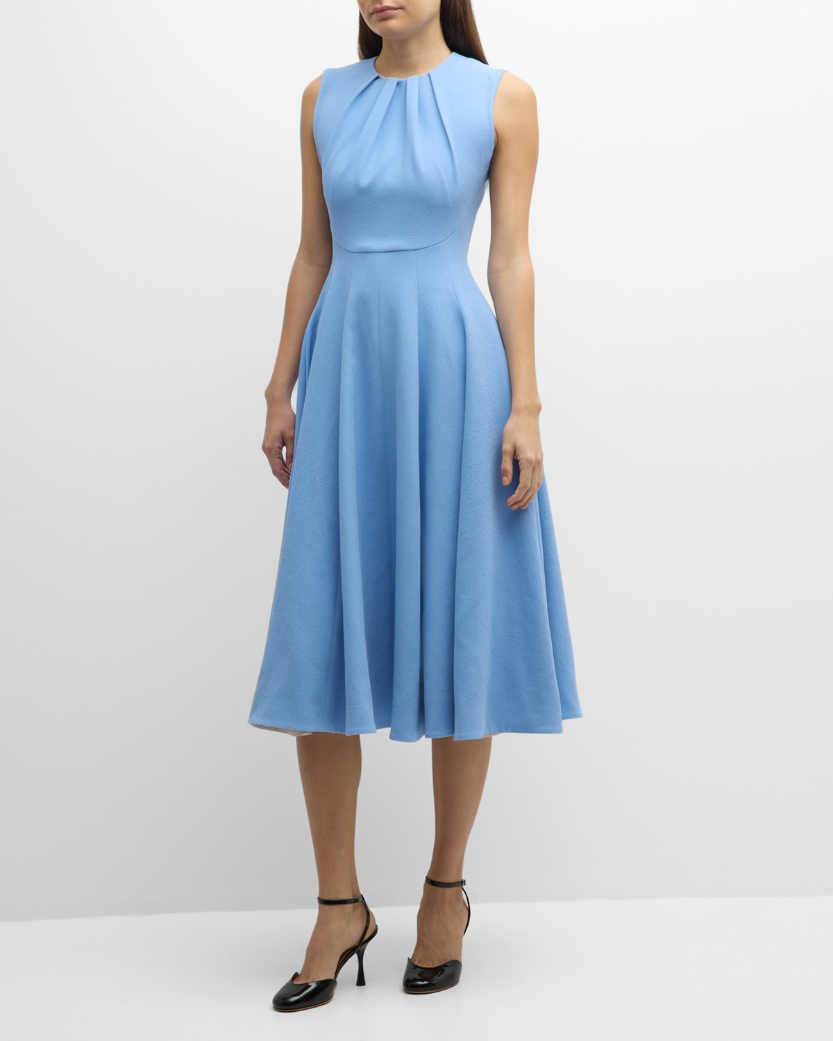 Shop Emilia Wickstead Marlen Sleeveless Midi Dress In Celeste Blue