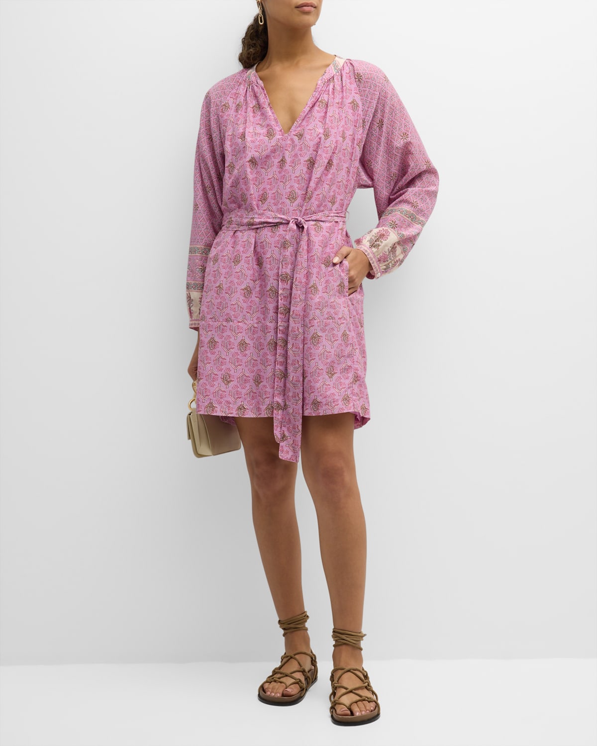 Shop Xirena Hart Floral-print Raglan-sleeve Mini Dress In Pink Posey
