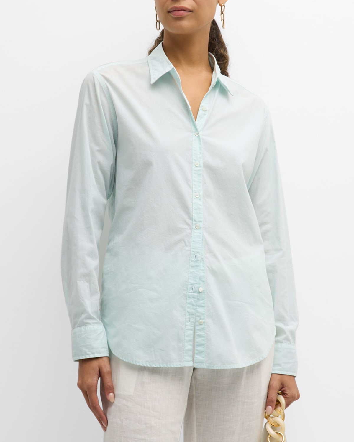 Shop Xirena Beau Button-down Cotton Poplin Shirt In Aqua