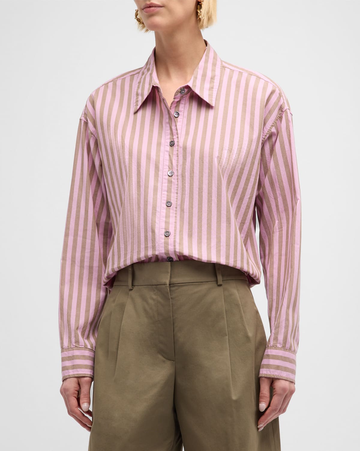 Morgan Striped Button-Down Cotton Shirt
