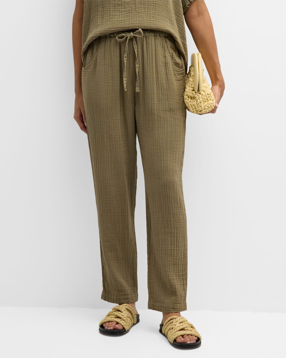 Brinkley Straight-Leg Cotton Gauze Pants