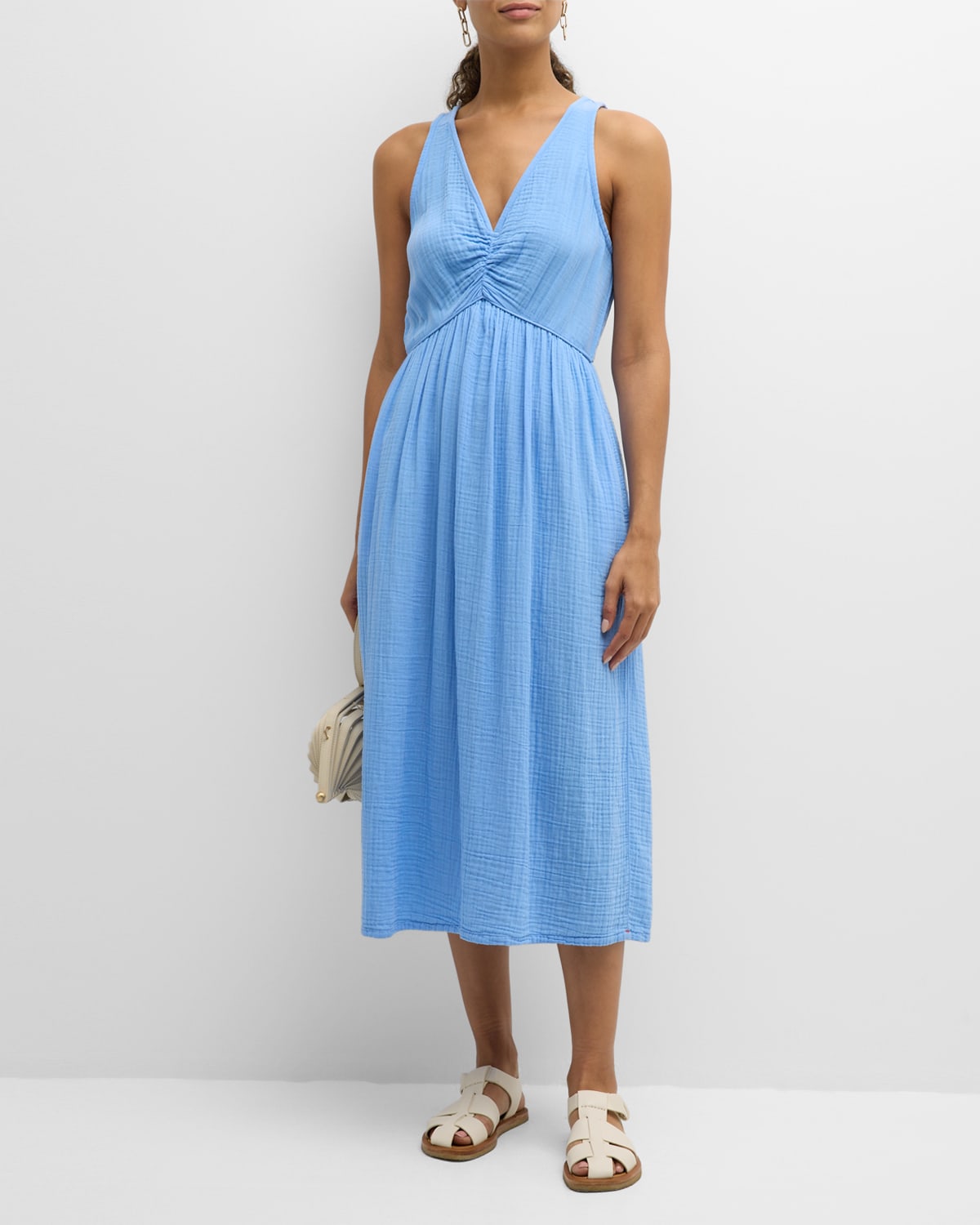 Shop Xirena Faedra Sleeveless Cotton Gauze Midi Dress In Sea Spring