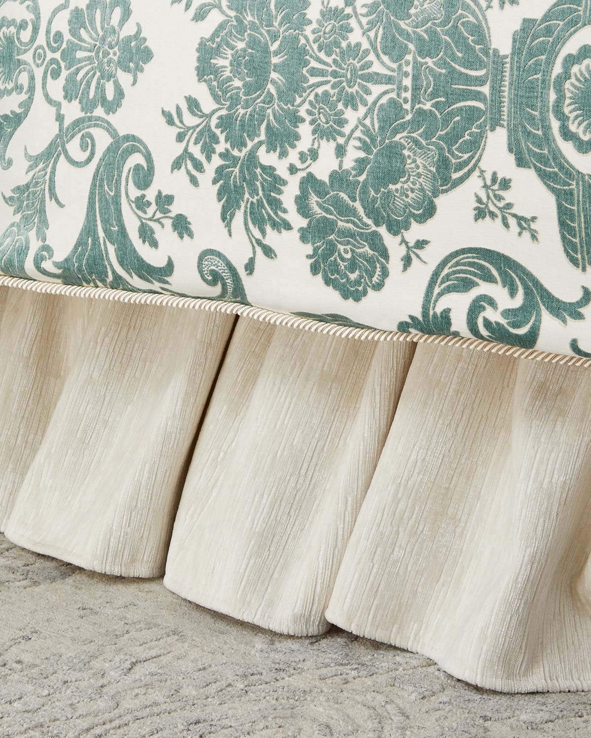 Austin Horn Collection Annabelle Ruffled Velvet Queen Bed Skirt In Ivory