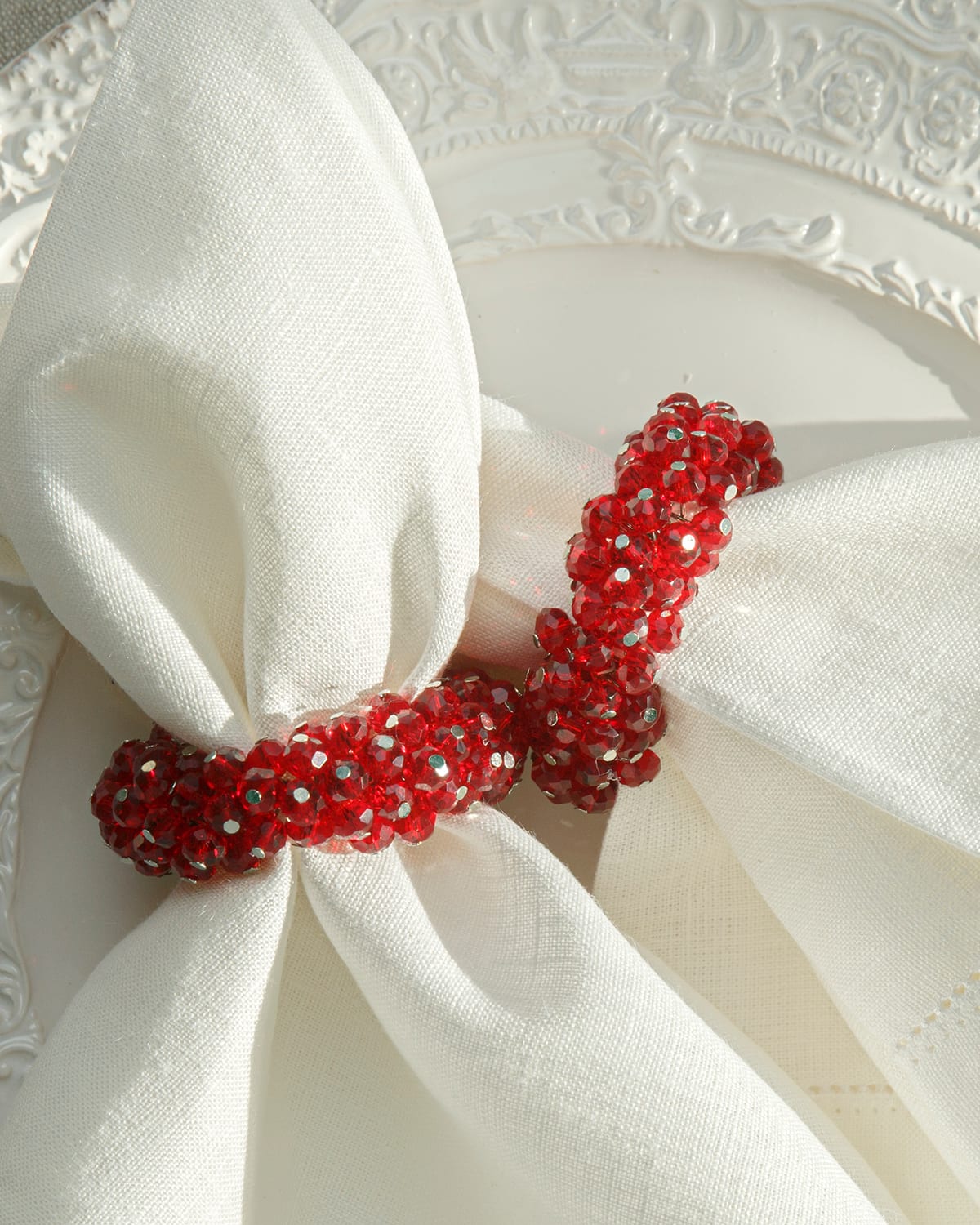 Arte Italica Crystal Napkin Rings, Set Of 4 In White
