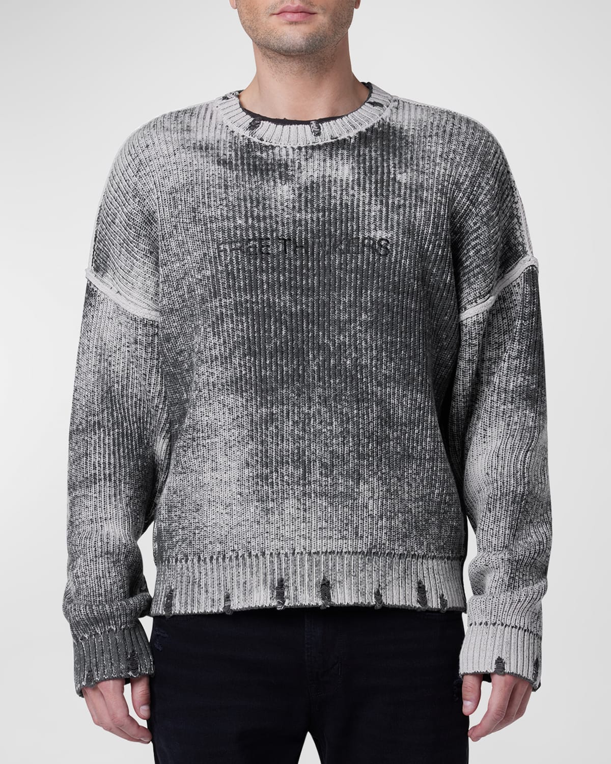 Shop Hudson Men's Distressed Two-tobe Rib Sweater In Smoke