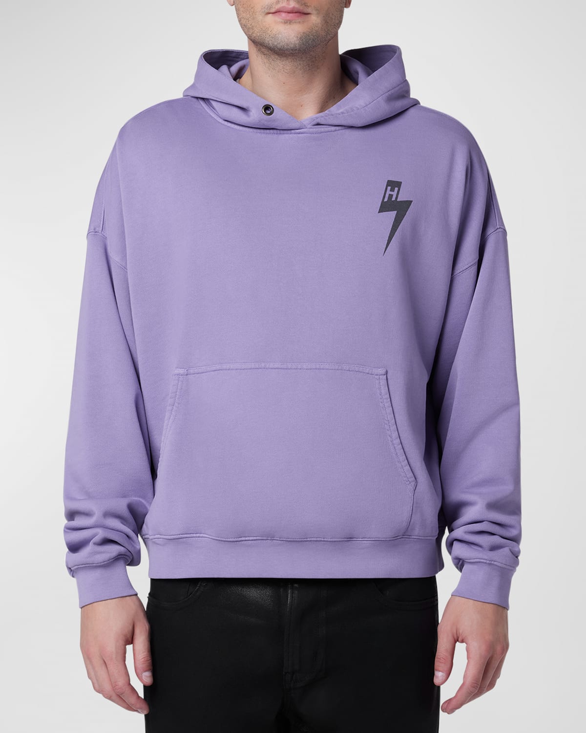 Shop Hudson Men's Cropped French Terry Hoodie In Violet Minds