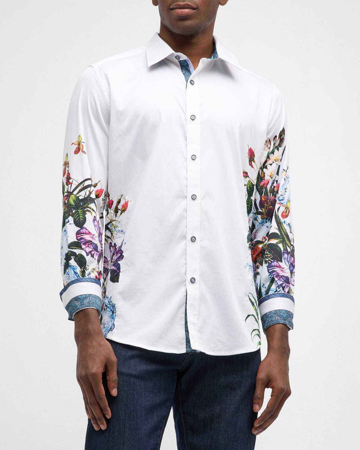 Shop Robert Graham Men's Garden Party Button-down Shirt In White