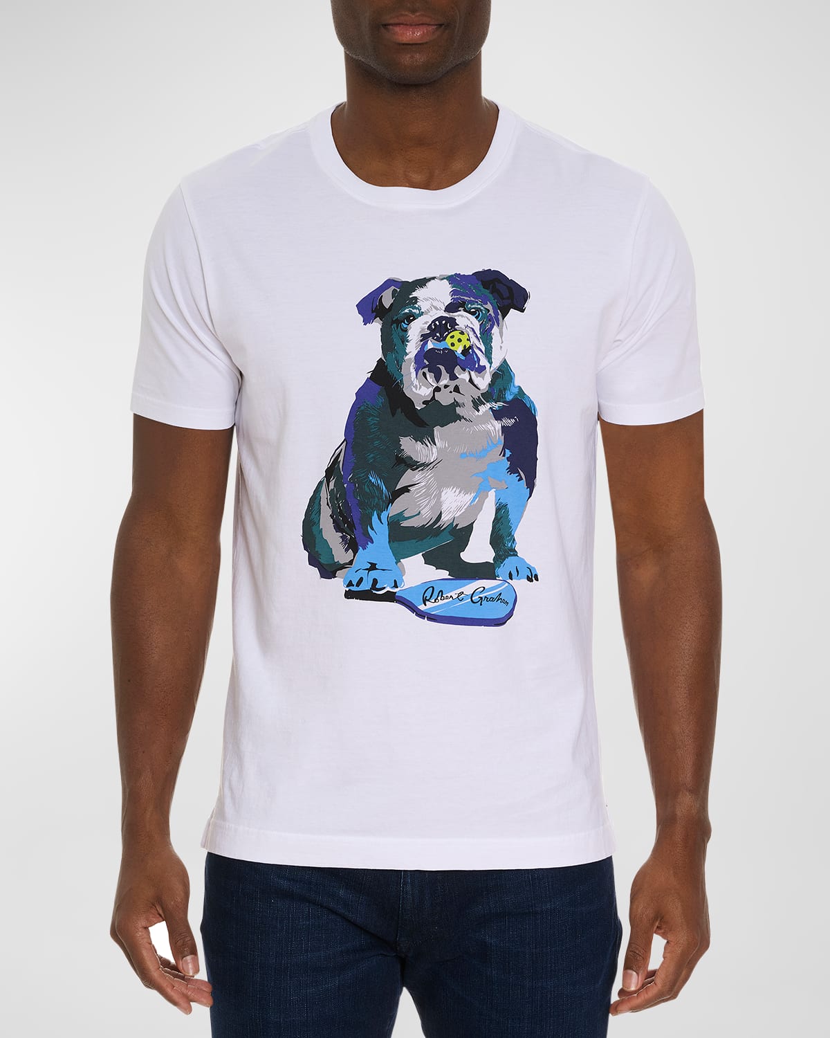 Shop Robert Graham Men's Pickle Ball Bulldog Graphic T-shirt In White